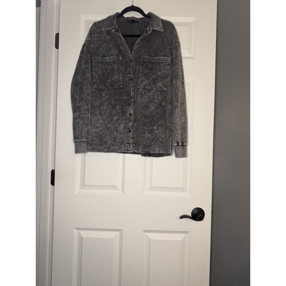 Jane And Delancey Mineral Wash Shacket Charcoal Large